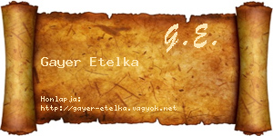 Gayer Etelka névjegykártya